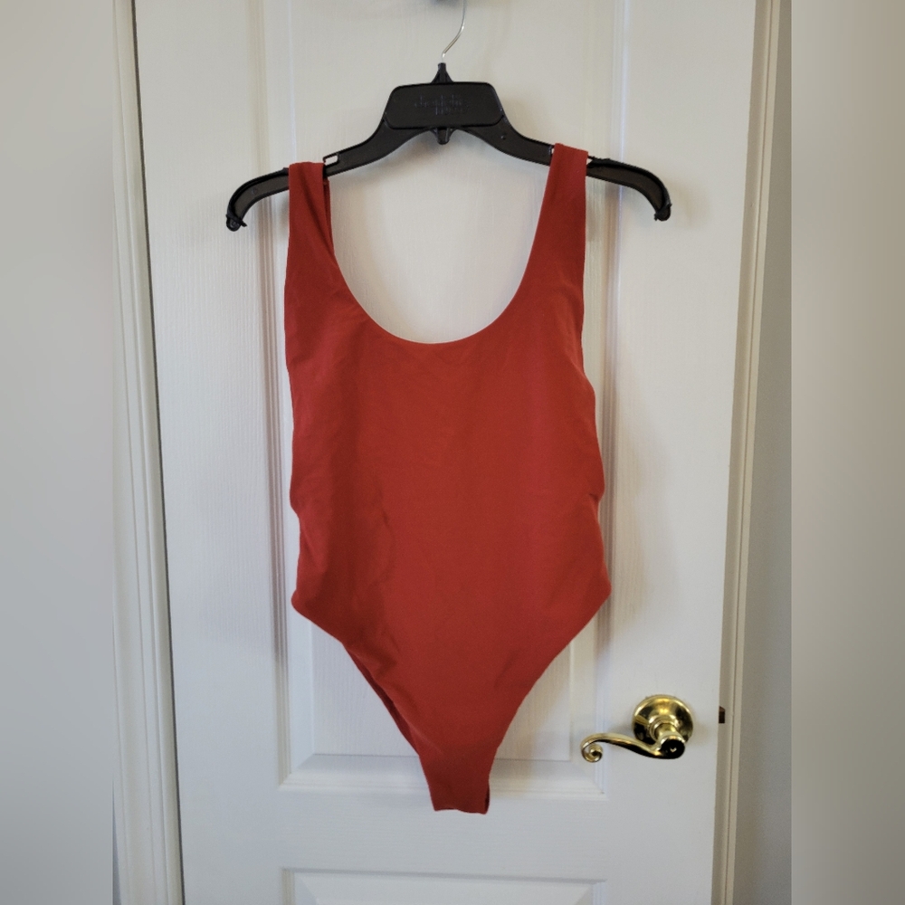 Aerie Super Scoop One Piece Cheeky Swimsuit Burnt Orange Size Large